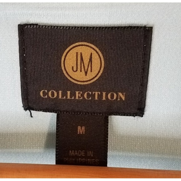 JM Collection Womens Blue Green Floral Tunic Top Med 3/4 Sleeve Stretchy - Picture 2 of 4